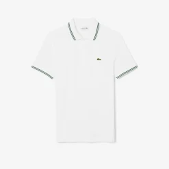 lacosten miesten pikeepaita, RIBBED COLLAR SHIRT Valkoinen
