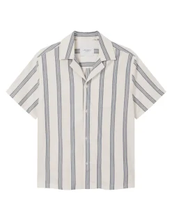 LES DEUX kauluspaita, LAWSON STRIPE SS SHIRT Raidallinen Sininen