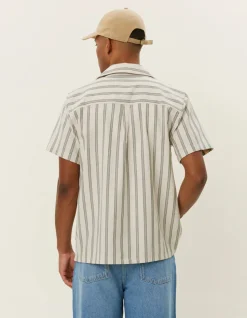 LES DEUX kauluspaita, LAWSON STRIPE SS SHIRT Raidallinen Vihreä