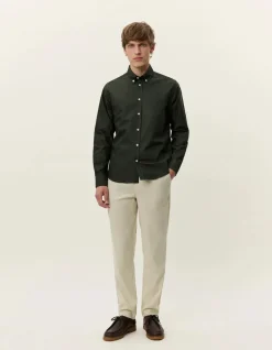 Les Deux miesten kauluspaita, KONRAD OXFORD SHIRT Tummanvihreä