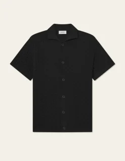 Les Deux miesten lyhythihainen neulepusero, GESPERTUS SS KNIT SHIRT Musta