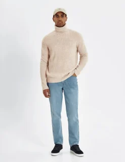 Les Deux miesten neule, EDDIE WOOL RIB ROLL NECK Luonnonvalkoinen