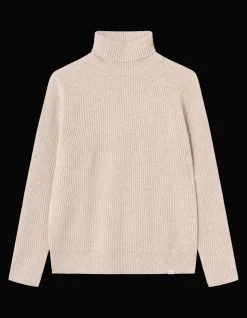 Les Deux miesten neule, EDDIE WOOL RIB ROLL NECK Luonnonvalkoinen