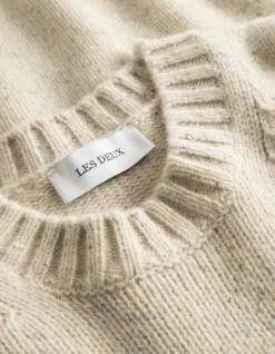 Les Deux Miesten Neulepusero, GARY FLECK WOOL ROUND NECK Luonnonvalkoinen