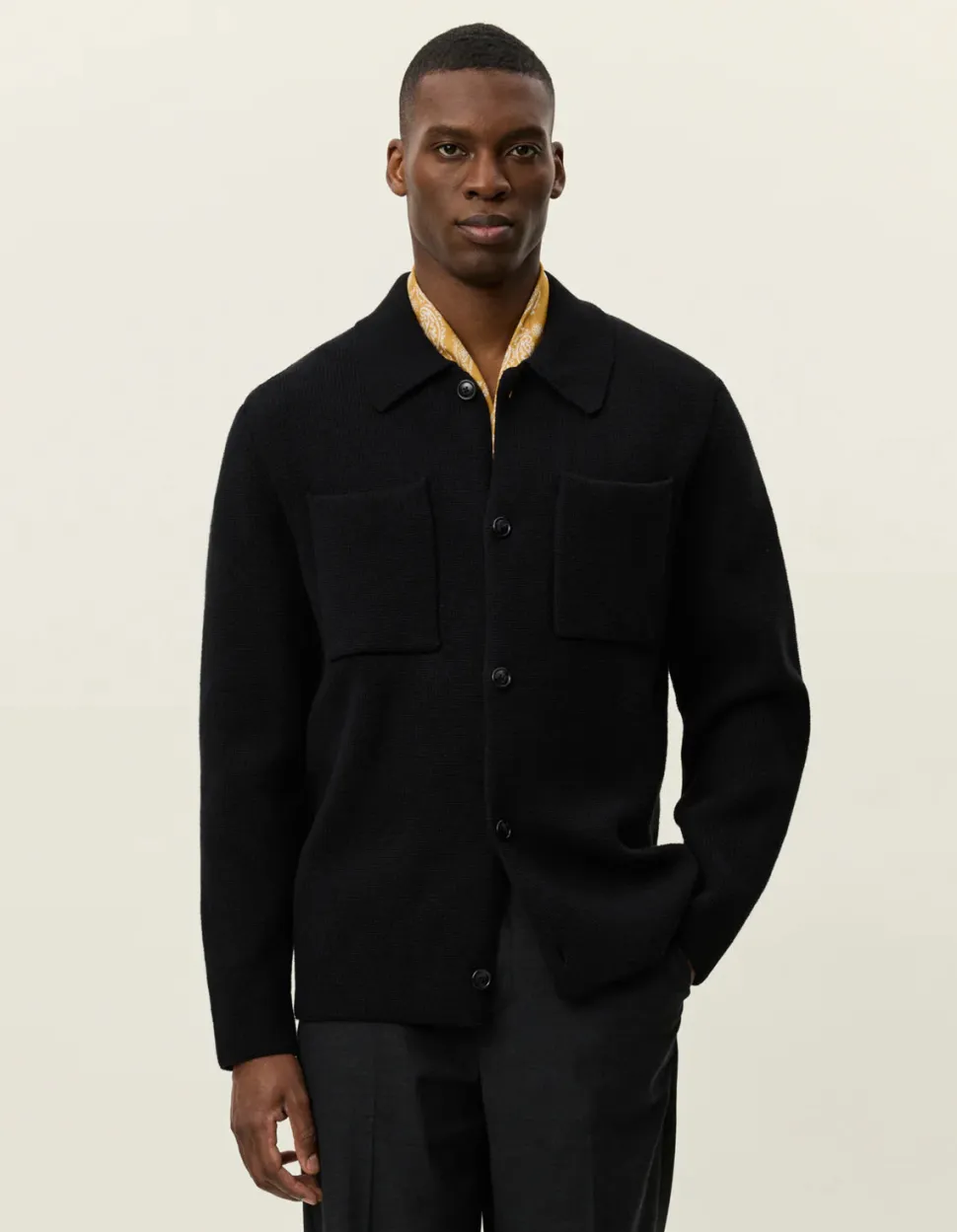 Les Deux miesten paitatakki FISHER COTTON MILANO OVERSHIRT, musta