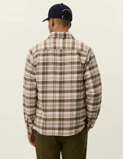 Les Deux miesten paitatakki, LENNON CHECK OVERSHIRT Ruskea Kuosillinen