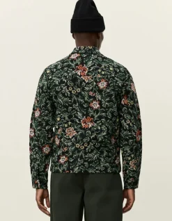 Les Deux miesten paitatakki, JAIDEN FLOWER JACQUARD OVERSHIRT Musta Kuosi