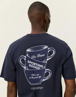 Les Deux miesten t-paita Ben Coffee Artist T-shirt, tummansininen
