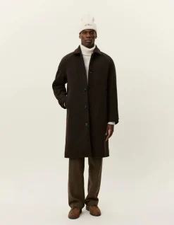 Les Deux miesten villakangastakki, MICHAEL SOLID WOOL COAT Keskiruskea