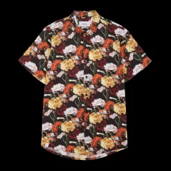 Makia Miesten Kauluspaita, FLOWERS SHIRT Kuosi, Punainen