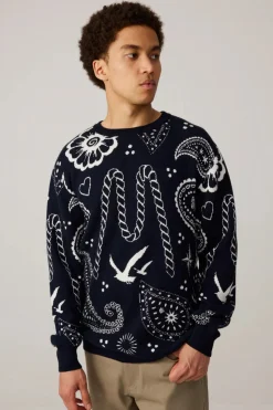 Makia miesten neulepusero Beam Knit, tummansininen