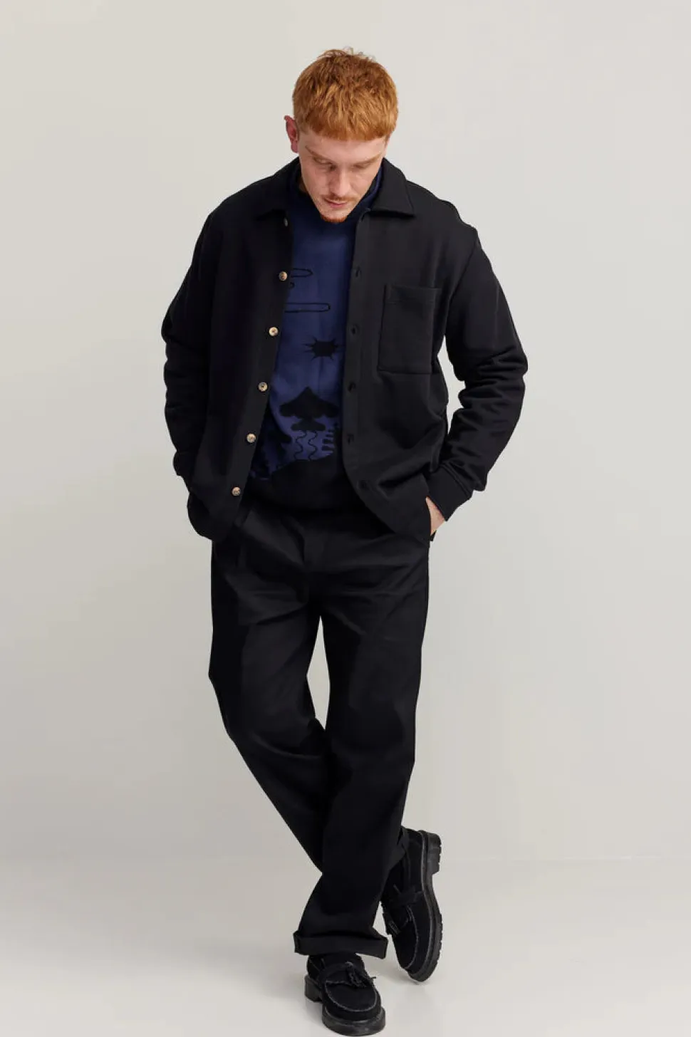 Makia miesten PAITATAKKI, PROCESS OVERSHIRT HEAVY JERSEY Musta