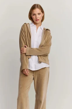 Makia naisten huppari Anne Zip Hoodie, vaalea beige