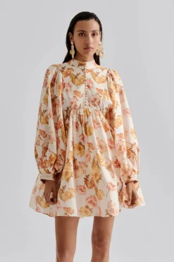 Malina naisten mekko, TYRA HIGH NECK BALLOON SLEEVE MINI DRESS Monivärinen Kuosi