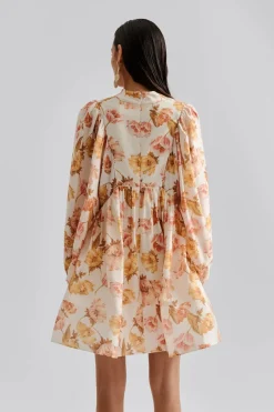 Malina naisten mekko, TYRA HIGH NECK BALLOON SLEEVE MINI DRESS Monivärinen Kuosi