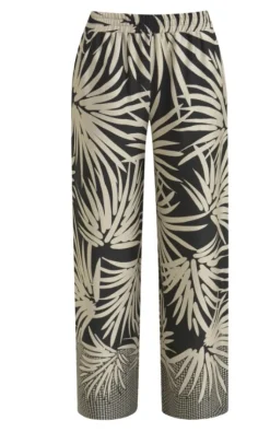 Milano Italy naisten housut, WIDLEG PANTS BLACK PRINT Musta Kuosi