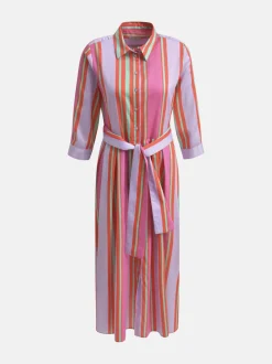 Milano Italy naisten mekko, DRESS 3/4 W BELT Moniväriraita