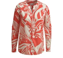 Milano Italy naisten pusero, BLOUSE LS POPPY PRINT Oranssi Kuosi