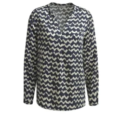 Milano Italy naisten pusero, BLOUSE NAVY PRINT Sininen Kuosi