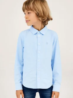 Name It kauluspaita, NKMNEWSA LS SHIRT Vaaleansininen