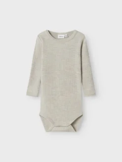 Name It lasten body, NBNWAX WOOL RIB LS BODY Harmaa