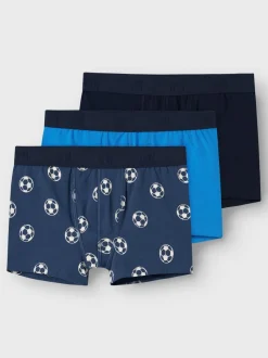 Name It Lasten Bokserit 3-Pack, NKMBOXER 3P DARK DENIM FOOTBALL NOOS Monivärinen Kuosi