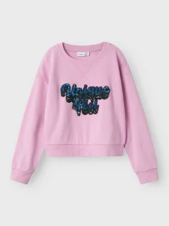 Name It lasten college, NKFLASANNE LS LOOSE SHORT SWEAT Pinkki