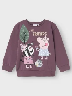 Name It Lasten Collegepaita, NMFORDI PEPPAPIG REG SWEAT Luumunpunainen