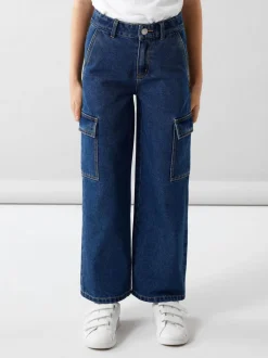Name It lasten farkut, NKFROSE HW WIDE CARGO JEANS Indigo