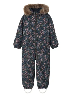 Name It lasten haalari, NMFSNOW10 SUIT MELODY FLOWER Sininen Kuosi