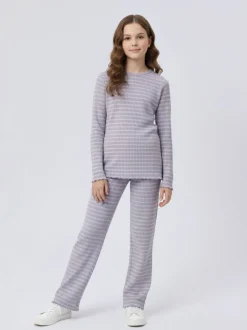 Name It lasten housut NKFVEMMA FLARE PANT, raidallinen lila