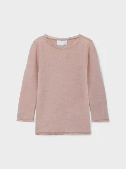 Name It Lasten Merinovilla Paita NMWANG WOOL NEEDLE LS TOP NOOS Vaaleanpunainen