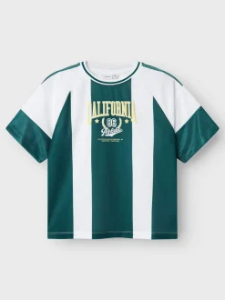 Name It lasten paita, NKMDONNOL SS RLX TOP Raidallinen Vihreä