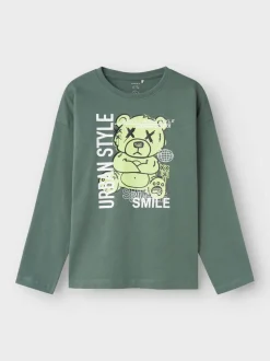 Name It lasten paita, NKMSOMMO LS RLX TOP BOX Armeijanvihreä