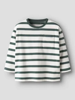 Name It lasten paita, NMMLEROY LS RLX TOP Raidallinen Vihreä