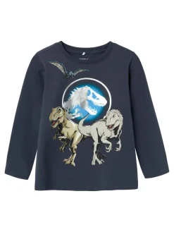 Name It lasten paita, NMMNATA JURASSIC LS TOP Tummansininen