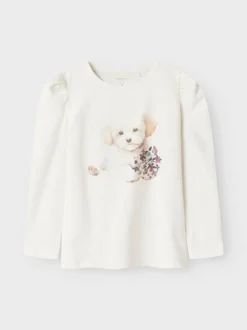 Name It lasten pitkähihainen paita, NMFNINEA LS TOP Luonnonvalkoinen