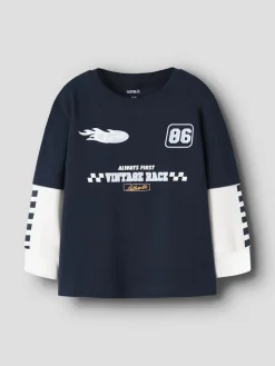 Name It lasten pitkähinaine paita NMMRICHAEL LS NREG TOP BOX, tummansininen