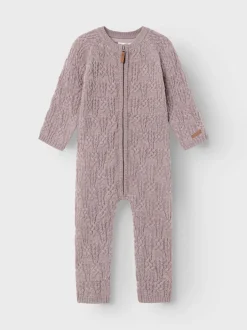 Name It Lasten Potkupuku, NMMWRILLA WOOL LS KNIT SUIT Beige