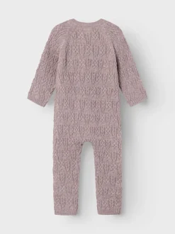 Name It Lasten Potkupuku, NMMWRILLA WOOL LS KNIT SUIT Beige