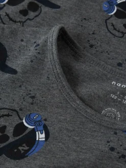 Name It lasten pyjama, NKMNIGHTSET DARK GREY SKULL Tummanharmaa