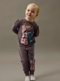 Name It lasten pyjama NMFOLINA STITCH LS NIGHTSET, tumma luumunpunainen