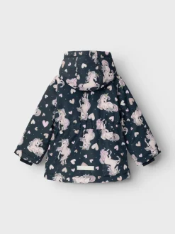 Name It lasten takki, NMFMAXI JACKET UNICORN HEART Tummansininen