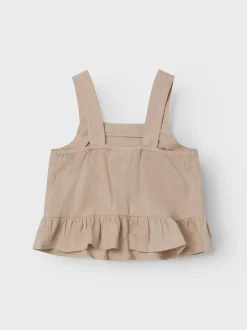 Name It lasten toppi, NKFFALINNEN STRAP TOP Beige