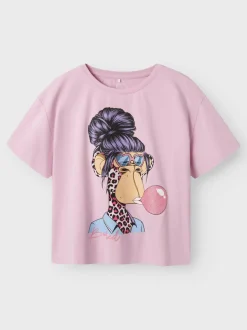 Name It lasten t-paita, NKFNYSA BOREDOFD SS RLX TOP Vaaleanpunainen