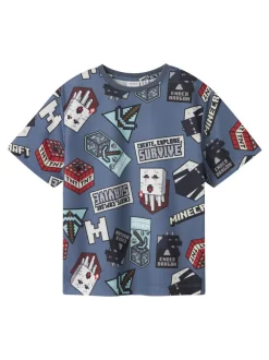 Name It lasten t-paita, NKMMAP MINECRAFT NREG SS POLY TOP Sininen Kuosi