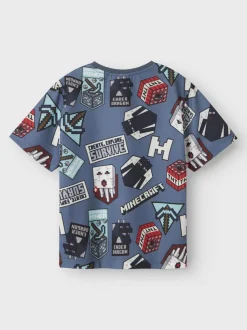 Name It lasten t-paita, NKMMAP MINECRAFT NREG SS POLY TOP Sininen Kuosi