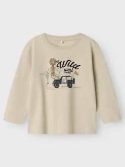 Name It lasten t-paita, NMMHAKO NREG LS TOP Vaalea Beige