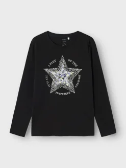 Name It lasten trikoopaita, NKFSIRU LS TOP Musta