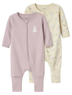 Name It lasten yöasu, NBFNIGHTSUIT 2PACK ZIP Vaaleanpunainen